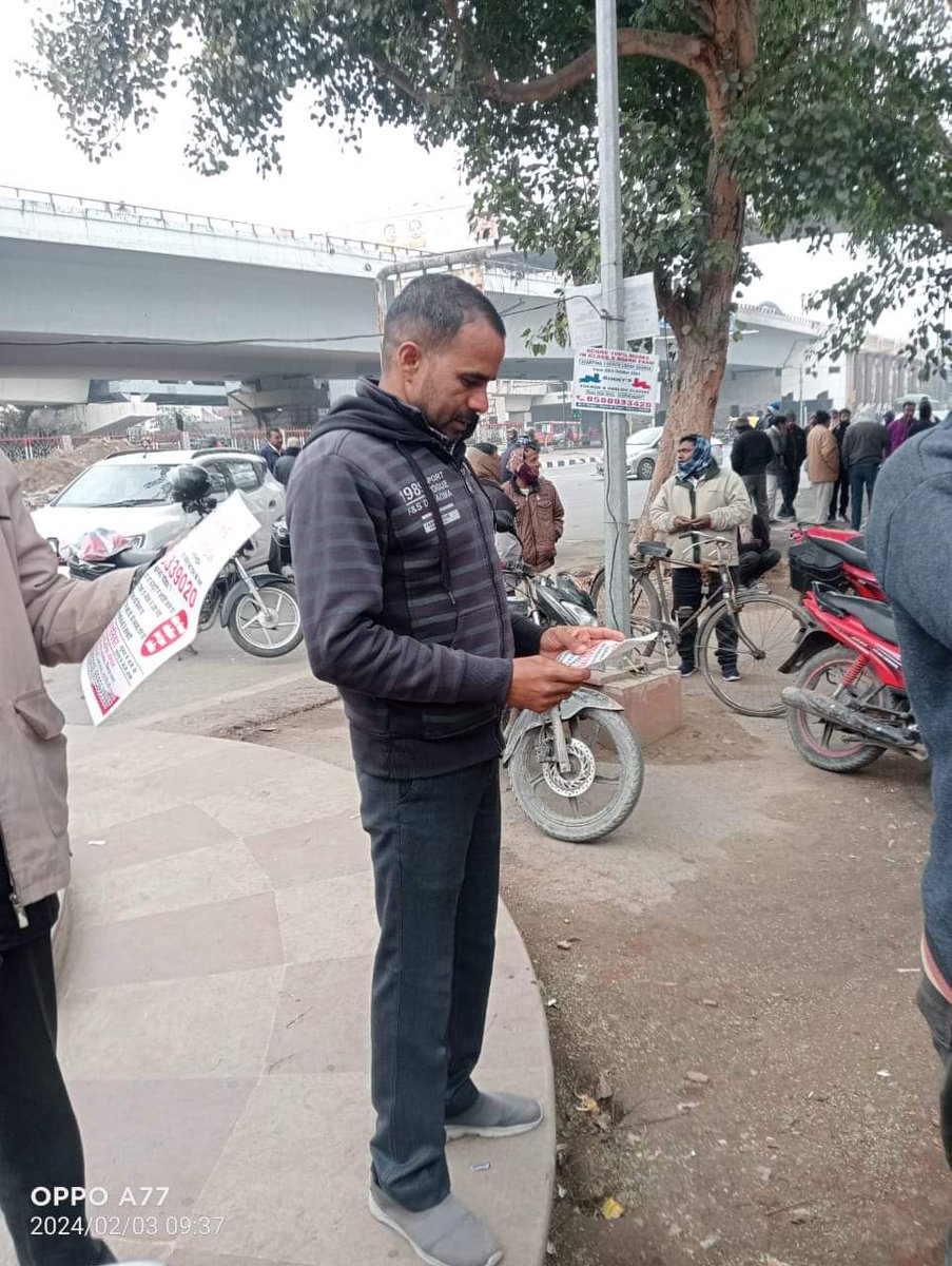 LabourlineDelhi's tweet photo. Awareness Campaign of India Labourline among the construction workers at Rajouri Garden Labour Chowk Delhi. https://t.co/KTMgxdefV1
