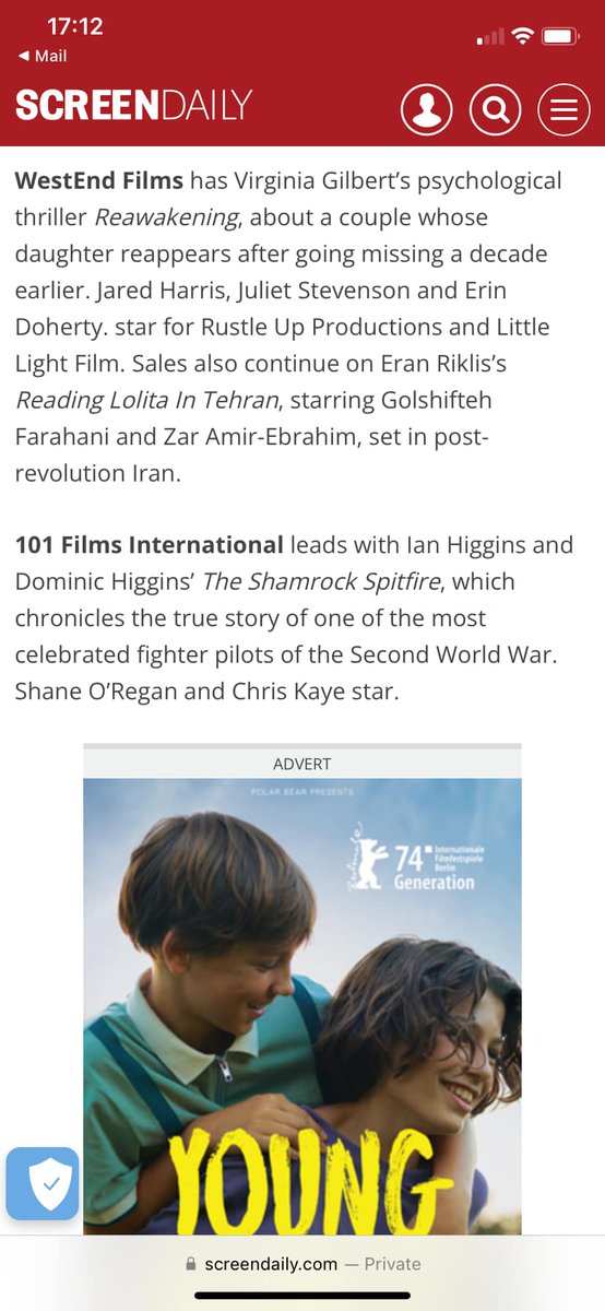 Delighted that 'Reawakening' is one of the buzz titles at the EFM!