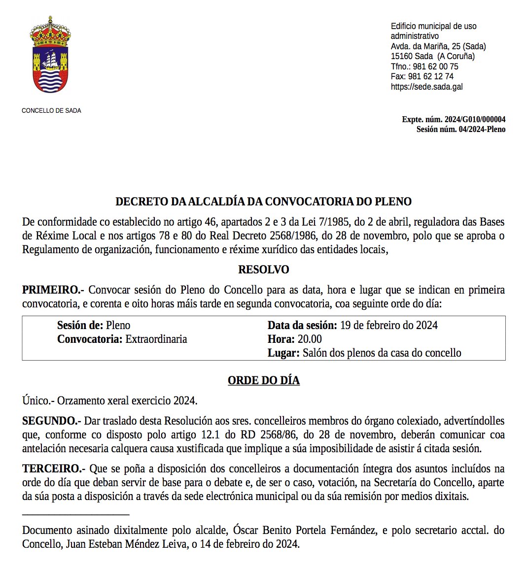 sadamaioria's tweet image. Compartimos a orde do día do #PlenoExtraordinario que se celebrará hoxe, ás 20:00 horas, no salón de plenos da Axudantía, no Porto. #Informando