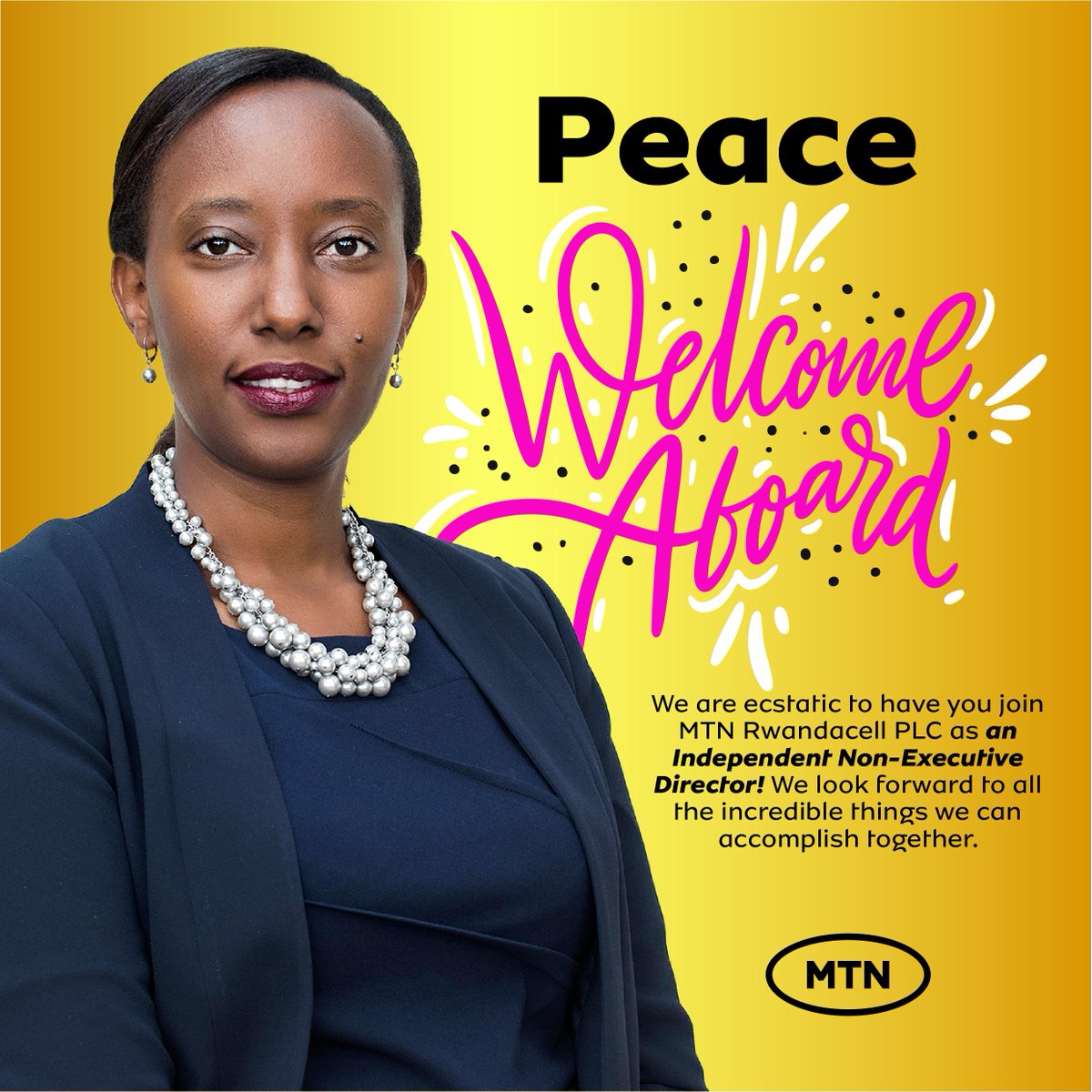 We are thrilled to announce the appointment of two highly qualified professionals to the Board of Directors, each with a wealth of experience in their respective fields. <a href="/PeaceUwaseM/">Peace M. Uwase</a> joins MTN Rwanda as an Independent Non-Executive Director and Wanda Mantandela as a Non-Executive