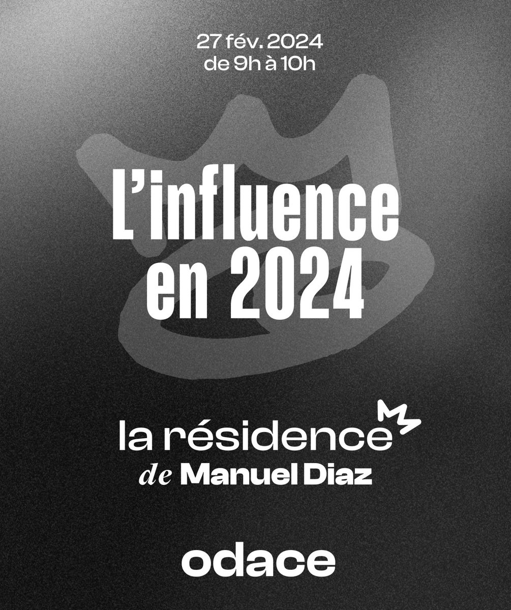 🎨 Nous avons le plaisir d'accueillir <a href="/manueldiaz/">Manuel Diaz</a> chez Odace le 27 février à 9h, pour une masterclass créative en public.

Après le succès de la première édition de La Résidence avec <a href="/KMartenon/">Kéliane Martenon</a>, nous accueillons cette fois-ci un entrepreneur du web dorénavant CEO de l'agence