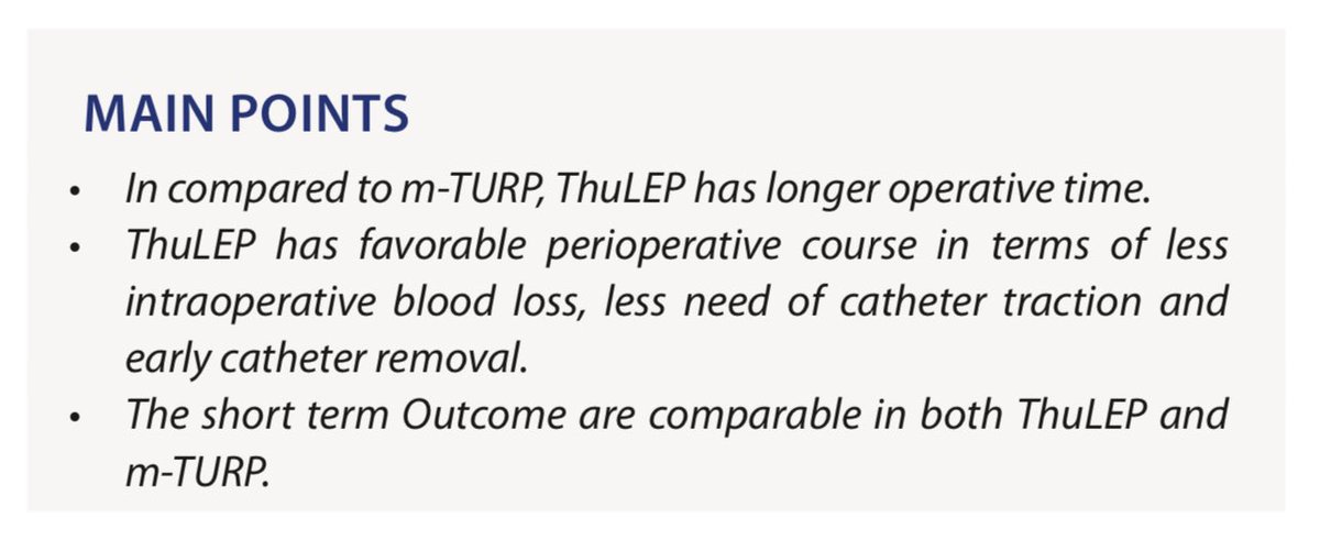 A Prospective, Randomized Study Comparing the Outcome After Thulium Laser Enucleation of the Prostate with Conventional Monopolar TURP for the Treatment of Symptomatic Benign Prostatic Hyperplasia Ajaykumar Dhirubhai Tadha et al. #BPH #ThuLEP #TURP 👇 urologyresearchandpractice.org/en/a-prospecti…