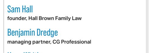 <a href="/HallBrownLaw/">Hall Brown Family Law</a>’s very own <a href="/DivorceAdviser/">Sam Hall</a> has been named in the prestigious 2024 <a href="/insidernwest/">Insider</a> Pro Power List.

He’s one of just 40 professionals, one of just 9 legal professionals and the only #familylaw specialist featured in the list.

Congrats, boss man ! 👏