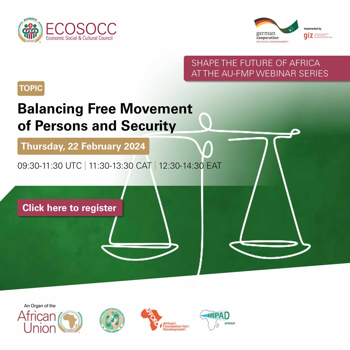GIZAfricanUnion's tweet photo. 💡Balancing #FreeMovement of Persons &amp; #Security.

Explore how international &amp; national policies impact #safemigration in Africa &amp; learn from best practices in #ECOWAS &amp; #EAC.

Register now! 👇👇
https://t.co/AvATm1596o

🗓️Thursday, 22 Feb
🕓12:30  EAT https://t.co/mIgjfZ2Z6X