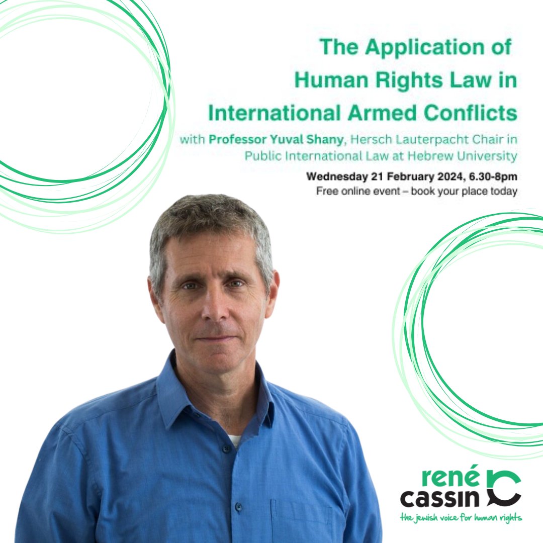 Join us on Wednesday for The Application of Human Rights Law In International Armed Conflicts with Professor @yuvalshany1 📅 Wednesday 21st February ⏱ 18:30 - 20:00 💻 ONLINE 🔗 Register here - eventbrite.co.uk/e/the-applicat… 💷 FREE #InternationalLaw #ArmedConflict #Event