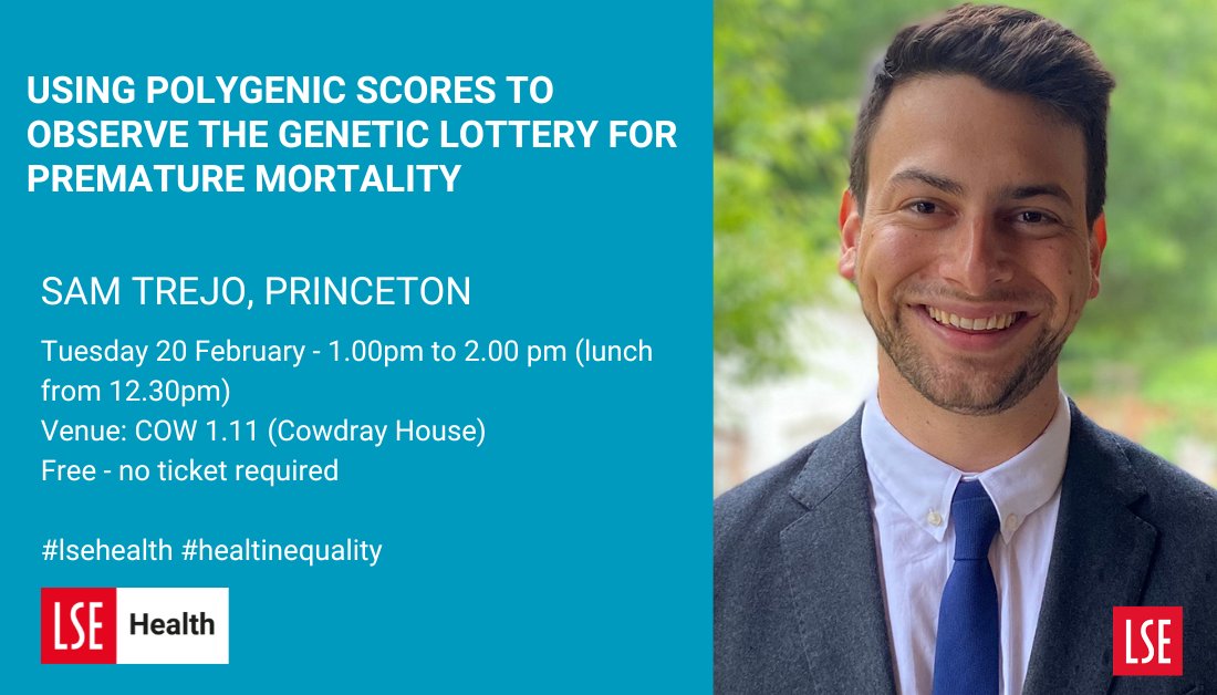 Are you in London tomorrow? Come see <a href="/trejosamtrejo/">Sam Trejo</a>  &amp; discuss #biosocial science w/ me &amp; <a href="/EmilieCourtin/">Emilie Courtin</a>. 

We'd love to see you in person but also available as a hybrid event, details here: lse.ac.uk/lse-health/Eve…