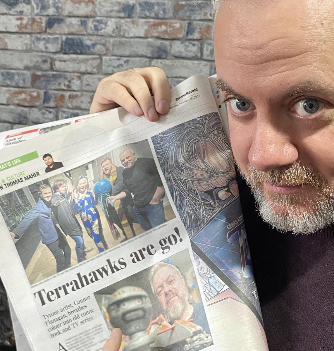 Very generous write up by @tdmaher1 in the Tyrone Herald today including some of my Art from Terrahawks Deep Blue Z. Pleased to be able to share my story with the denizens of Tyrone and beyond. Also featured are @chrisxl5 @filminabottle and @ryan_the_dalek_man #wearetyrone