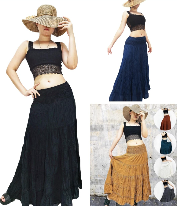 Harempants_th's tweet photo. Salu Cotton Long Tiered Ruffle Skirt Smocked Waist for Women

 https://t.co/XyQe0EYiI3 https://t.co/D3FtrXOo03