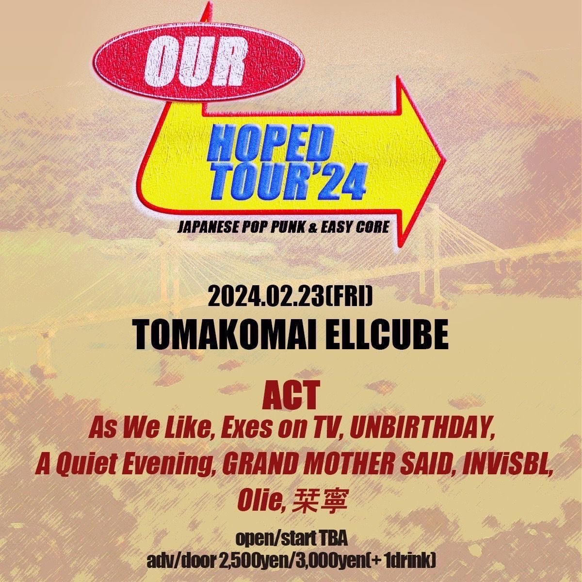 quieteveningJP's tweet photo. 【今週末！】

2024.2.23（金） 
苫小牧ELLCUBE
" From my Hometown  "
A/D :￥2,500/3,000
OPEN/START : 15:30/16:00

w/
As We Like (東京)
Exes on TV(神戸)
UNBIRTHDAY(新潟)
栞寧
INViSBL
GRAND MOTHER SAID
Olie https://t.co/uHSg2ZF3Ah