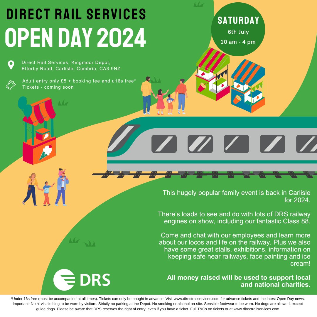 📣📣📣Our charity open day is back and better than ever for 2024! Save the date – Saturday 6 July - and join us at our Kingmoor Depot in Carlisle for a day packed with fun and excitement.📣📣📣 Tickets need to be purchased in advance. Full details coming soon. 🥳🎉