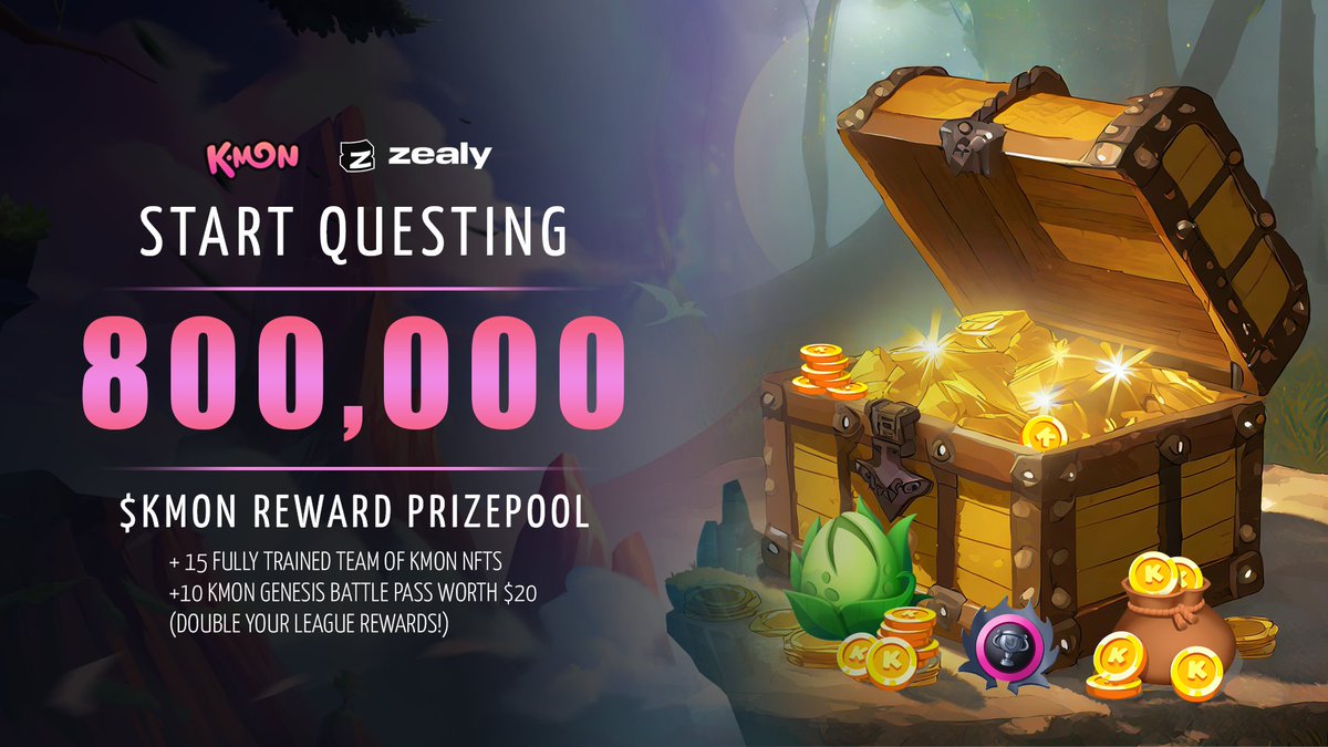 KryptomonTeam's tweet photo. Eggciting news! KMON’s QUEST is out on @zealy_io - easier to join than ever! 🚀

Join the sprint and compete for a chance to share a massive prize pool of 800,000 $KMON and other eggcellent goodies! 🤩

How to participate?

✅ Join KMON’s Community on Zealy - https://t.co/3UjK9F8Uus
✅Complete quests and unlock rewards like a pro!

What's up for grabs?

⚡A whopping 800,000 $KMON Coins!
⚡15 fully trained teams of KMON NFTs to boost your gameplay!
⚡10 KMON Genesis Battle Passes worth $20 each, doubling your League rewards!

Remember:

✔️The total $KMON prize pool is distributed based on your individual XP compared to everyone else's.
✔️The top 1,000 trainers with the highest XP will be entered into a raffle for the NFT teams and Battle Passes.

#KMON #ZealySprint #airdrop