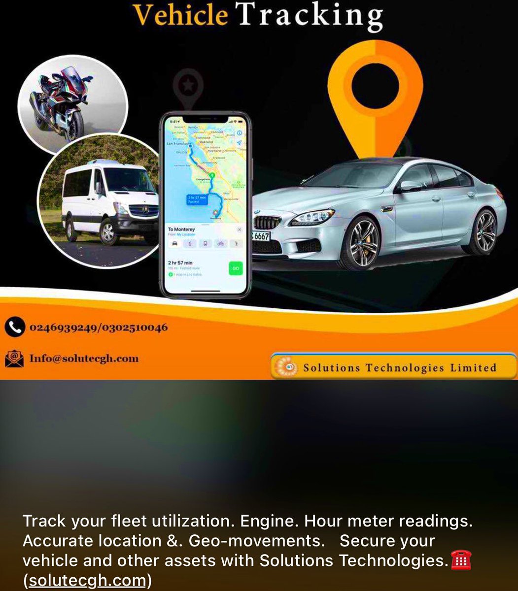 solutecgh's tweet photo. Track your fleet utilization, engine, hour meter readings , accurate location and geo positioning . Secure a vehicle or fleet tracker to keep track of your vehicle or package location  with solutec Ghana 🇬🇭 https://t.co/DpDNxiYJGH https://t.co/l0JbcabjrR