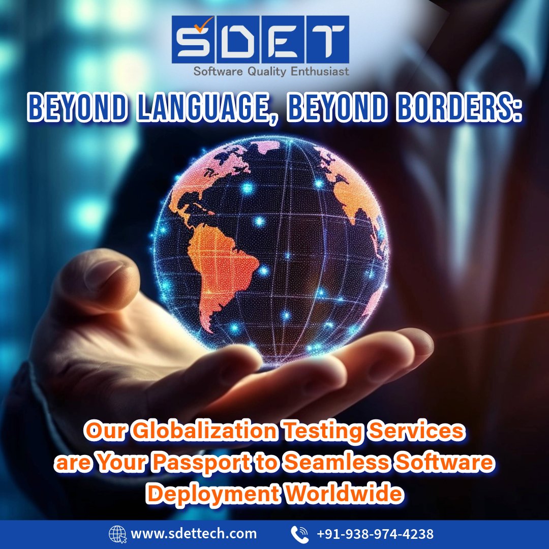 SDET_TECH's tweet image. We are more than a #GlobalizationTesting Company; we are architects of seamless global experiences. With meticulous testing protocols, we not only identify potential issues but pave the way for a #digitalpresence that resonates globally. bit.ly/3EKzvs2
@SDET_TECH