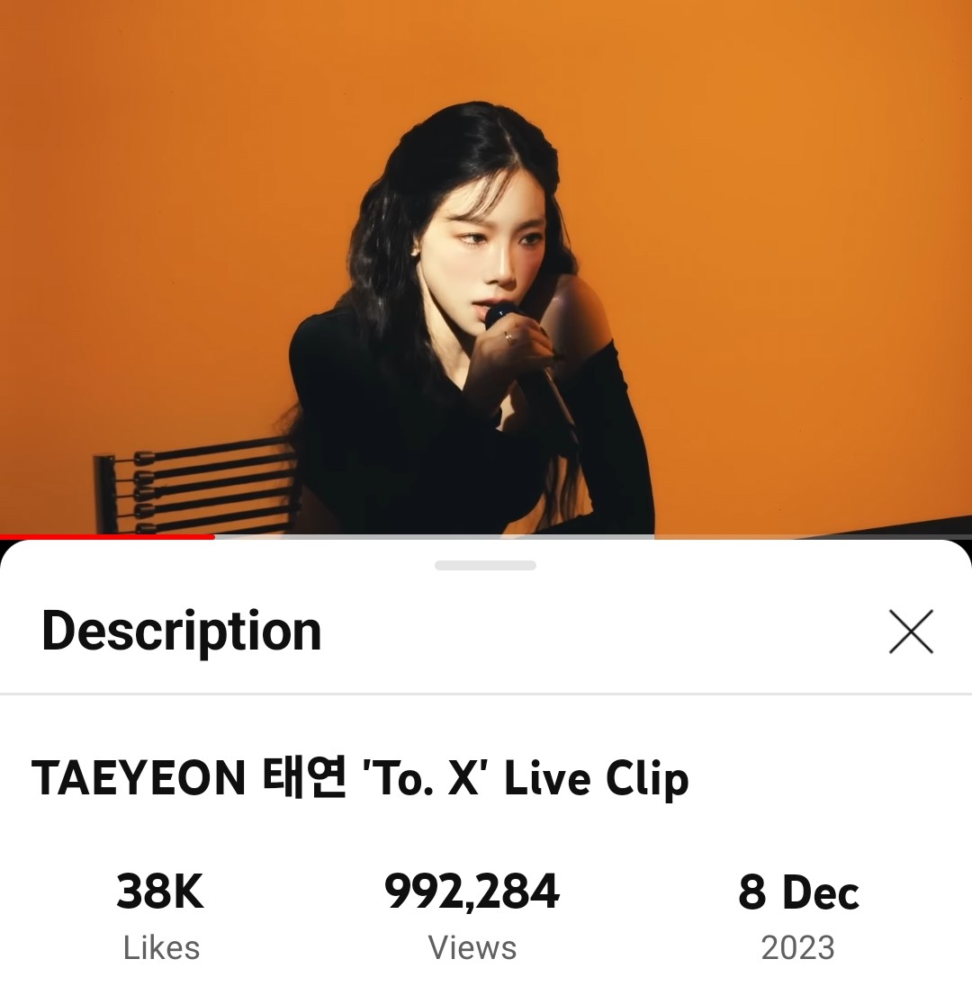 Taengoo_Forever's tweet photo. Taeyeon's To. X Live Clip is very close to 1 Million Views on her Official YouTube Channel! Less than 8K Views, let's continue to stream it, thanks! 💜🎶

📺 To. X Live Clip: https://t.co/KXQ0uSV53a

@TAEYEONsmtown 🎧🎶
#ToX4thWin #ToXTripleCrown
#Taeyeon #태연 #SNSD #太妍 #แทยอน https://t.co/ZZ6cO9FrQV