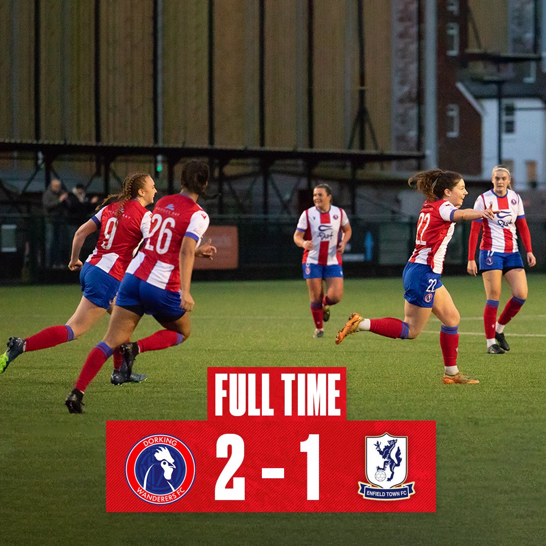DWFCWomen's tweet photo. 🗒️𝗙𝗨𝗟𝗟 𝗧𝗜𝗠𝗘🗒️

“Great to get the 3 points today. Enfield made it hard for us to break down but pleased to get the important goals late on. 

The team showed resilience after a really slow start.” - @loucooper8 

Manley 88’ ⚽️
Williams 90’+4 ⚽️ https://t.co/Dys2qLn9He
