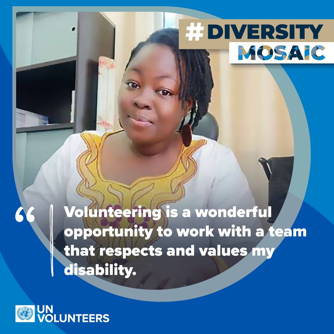 Damba Mana N’djoh Nikabou served as a focal point for disability inclusion @UN_Togo and helped weave disability considerations into ongoing projects. Her own experiences as a person with hearing loss inspired her work. 

More bit.ly/496qLK3 #DiversityMosaic