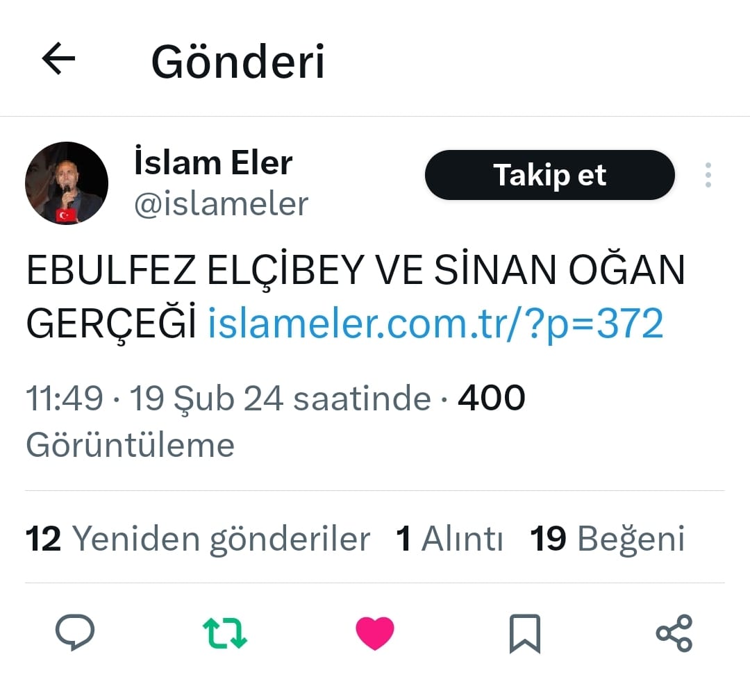 Sinan Oğan hakkında ortaya atılan bir iddia daha yalan çıktı!

Sn. Sinan Oğan hakkında gerçekleri saptırmak için her türlü yalana başvurma konusunda ahlaki bir sakınca görmeyen Azmi Karamahmutoğlu ve arkadaşlarının, Sinan beyin rahmetli Elçibey ile çalışmalarının olmadığı sadece