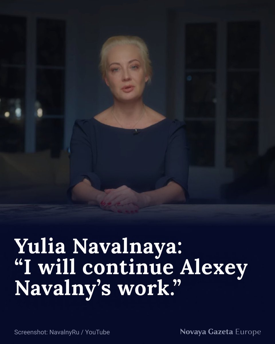 Yulia Navalnaya has recorded a video message, saying that she will continue her murdered husband’s work. She called upon Alexey Navalny’s supporters to fight together with her. “Keep fighting and do not give up. I’m not afraid, and neither should you be,” she said.