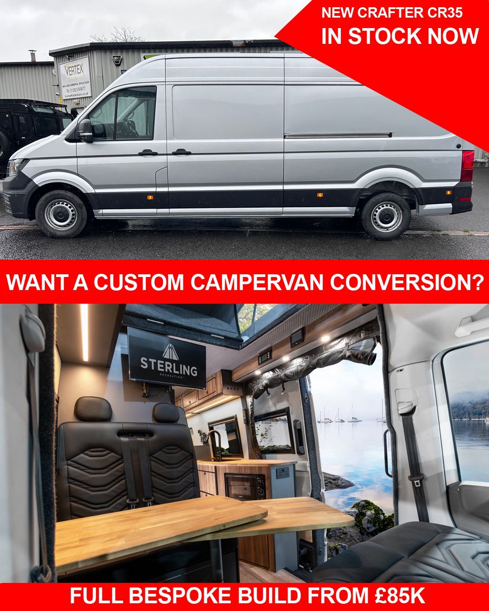 We have this stunning NEW VW
Crafter CR35 LWB in stock now ready for a conversion of your choice!
Wether you are looking for a full off grid campervan build, day van, race transporter we are here to build your dream vehicle.
Build slots available now.
#campervanconversion