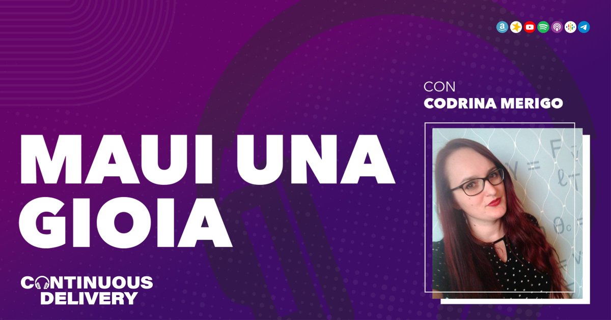 Domani è martedì di podcast e con noi ci sarà Codrina Merigo nell'episodio MAUI UNA GIOIA (😎). Oltre a conoscere lei, faremo un approfondimento su @dotnet e .NET MAUI. Al solito posto e sempre alle 17:00 con @edodusi e @oneeye01 hubs.ly/Q02lt2fg0