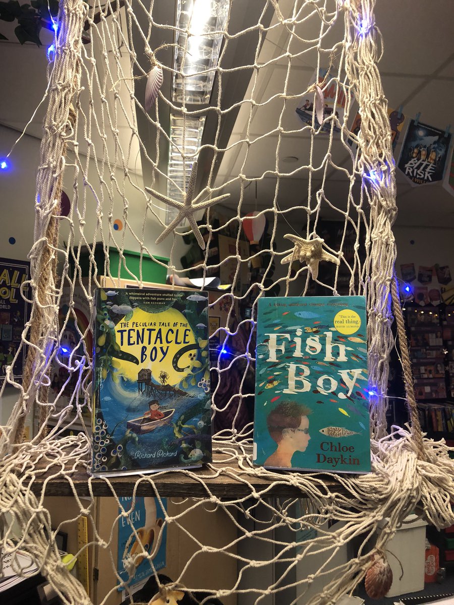TCA_LRC's tweet photo. It’s a watery tale for our latest display in the library @Carlton_Academy Enjoy! #schoollibrarydisplay https://t.co/FNwEQ1nAAR