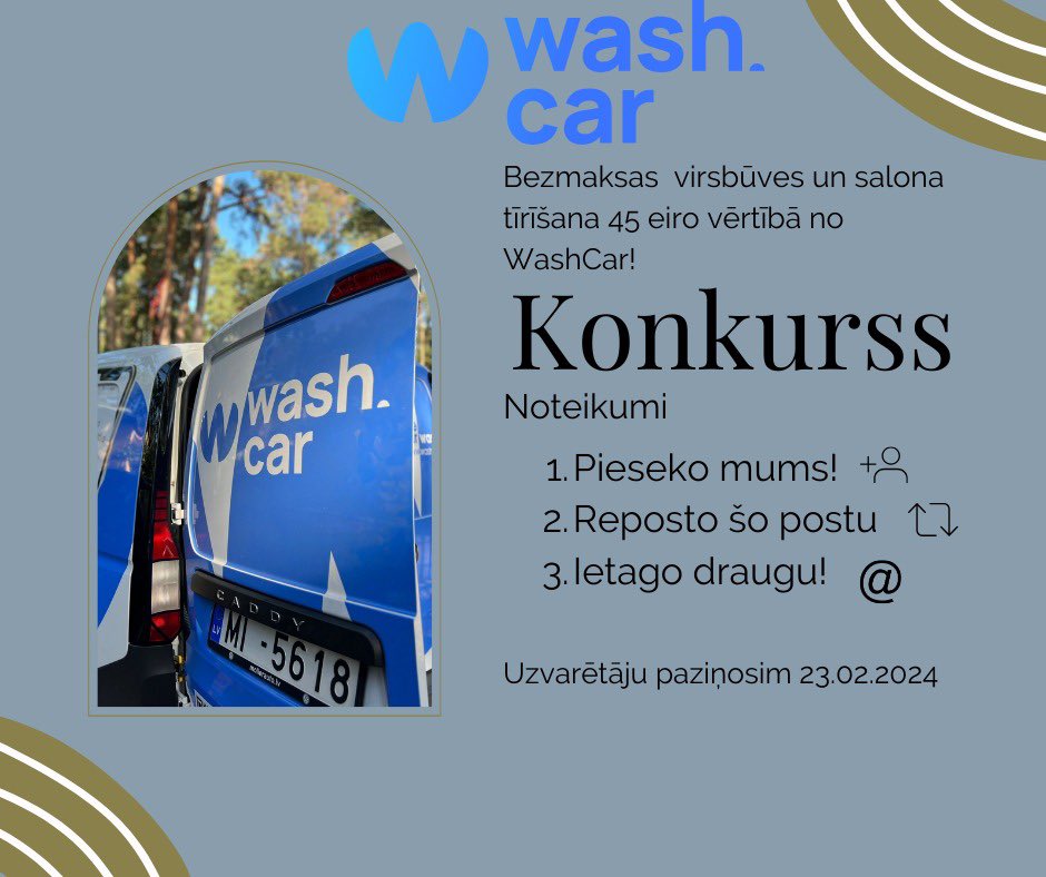 Vai es aizmirsis nomazgāt automašīnu? 

WashCar organizē konkursu!

Balvā izlozējām bezmaksas WashCar komplekta tīrīšanu 45+ eiro vērtībā! 

Pieseko(follow) mums; ☑️
Reposto(retweeto) šo postu! 🔁
Ietago draugu! @

Laimīgo izlozēsim jau piektdien 23.02!