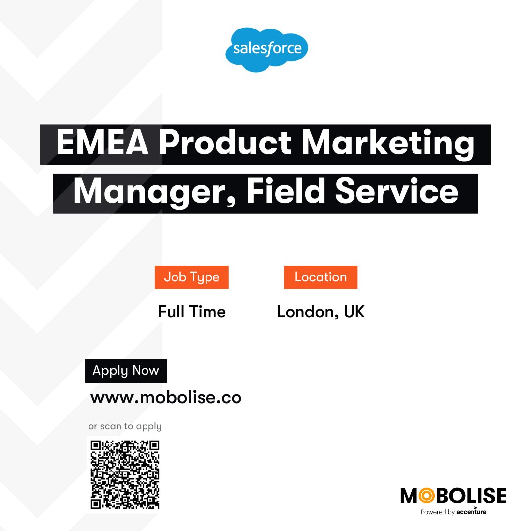 MOBOLISE is recruiting an EMEA Product Marketing Manager to fuel field service growth for Salesforce. Adapt content and messaging, deliver presentations, develop buyer campaigns and more! Great opportunity to showcase your skills. Apply: jobs.mobolise.co/jobs/305703967… #marketingjobs