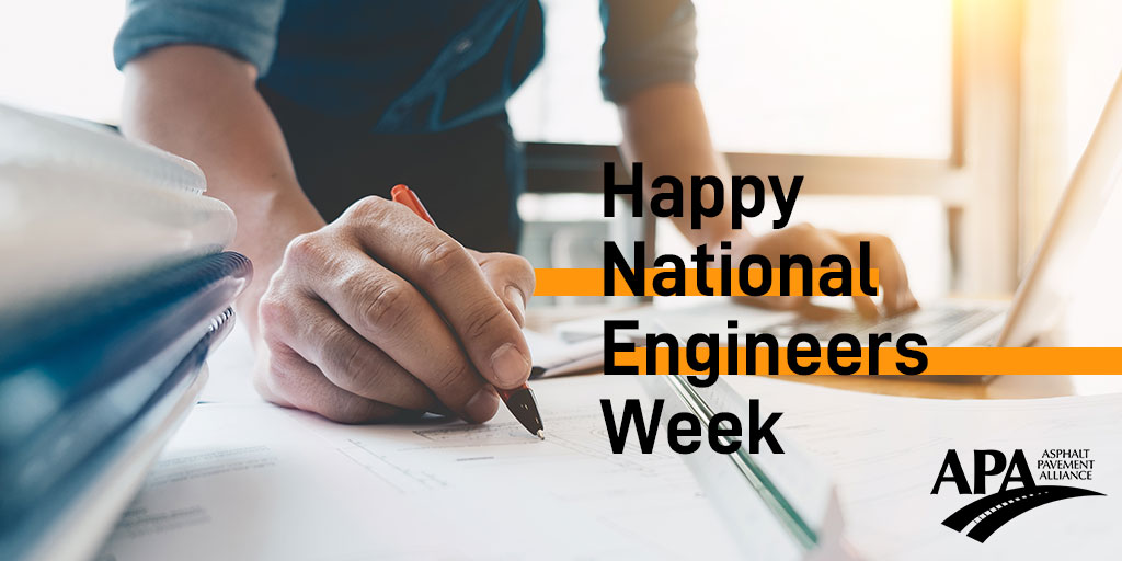 Engineers in the asphalt industry are constantly innovating to further improve performance for today and the future. Today, we recognize and thank them for their dedication and hard work. #NationalEngineersWeek #AsphaltDelivers