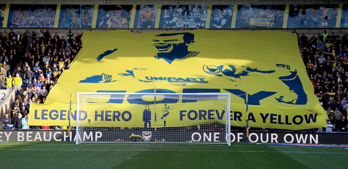 YellowArmyOUFC's tweet photo. We are thinking of Joey's daughters, friends and family, and everyone associated with #OUFC. Today we remember the greatest ever Oxford player, Joey Beauchamp!

Look out for each other. Show the people around you that you care. Be a good friend.

LEGEND, HERO, FOREVER A YELLOW 💛 https://t.co/WwcgBDduGV