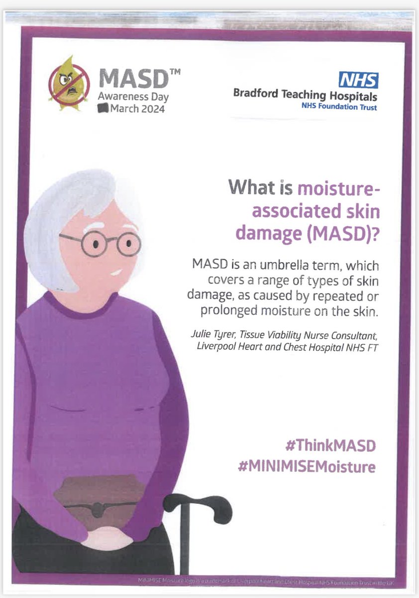 Moisture Associated Skin Damage can be just as detrimental to patients as pressure ulcers! Join @BTHFT_TVN on Tuesday 19th March in the main foyer @BTHFT to find out more about prevention and management.