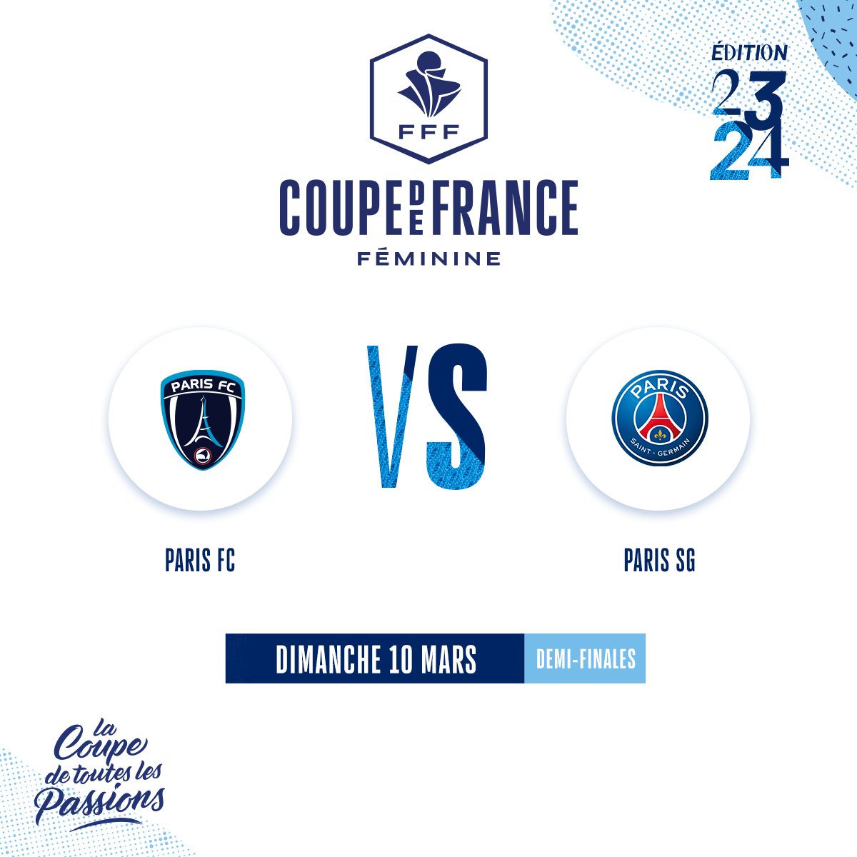 🏆 𝐓𝐢𝐫𝐚𝐠𝐞 𝐝𝐞 𝐂𝐨𝐮𝐩𝐞 𝐝𝐞 𝐅𝐫𝐚𝐧𝐜𝐞 🇫🇷 Le Paris FC affrontera le @PSG_Feminines en demi-finale de #CDFF 🔥 🔵⚪️ #CertifiéParis