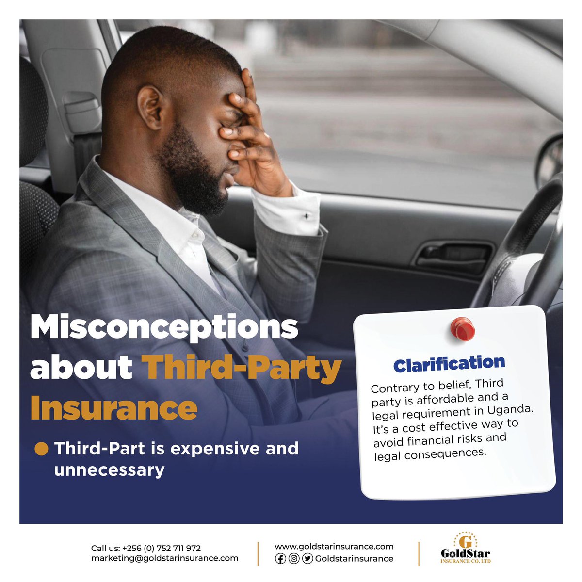 Decoding Third-Party Car Insurance Myths! Don’t be fooled - it’s not just about others, it’s about YOU making smart choices. Here’s the truth behind the common misconceptions.

#InsuranceTruths #DriveSmart #Goldstarinsurance #TheFutureAssured