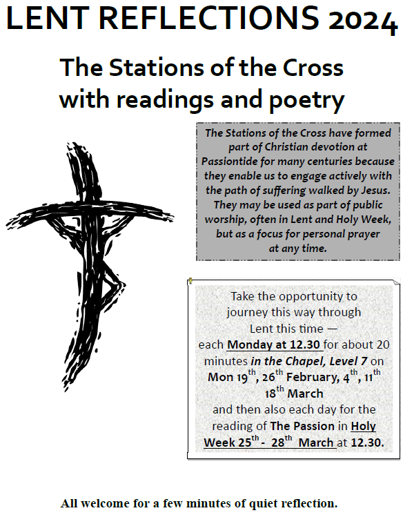 Derriford Hospital Chaplaincy (@uhpchaplaincy) on Twitter photo Lent Reflections in the Chapel at UHP, 2024
Mondays at 12.30: Feb 19, Feb 26, Mar 4, Mar 11, Mar 18
Every day in Holy Week, reading of The Passion
12.30: March 25-28.
All welcome for a few minutes of quiet reflection.
<a href="/UHP_NHS/">University Hospitals Plymouth NHS Trust</a> <a href="/DerrifordNurses/">UHP Nursing 💙</a> Lent Reflections in the Chapel at UHP, 2024
Mondays at 12.30: Feb 19, Feb 26, Mar 4, Mar 11, Mar 18
Every day in Holy Week, reading of The Passion
12.30: March 25-28.
All welcome for a few minutes of quiet reflection.
<a href="/UHP_NHS/">University Hospitals Plymouth NHS Trust</a> <a href="/DerrifordNurses/">UHP Nursing 💙</a>