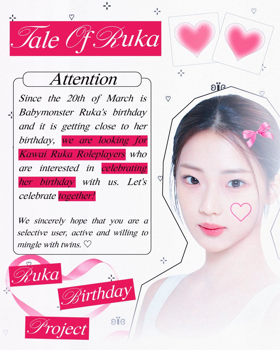 TaleOfRuka's tweet photo. [🦥💭]

Ruka's birthday is just around the corner, and we are looking for more Ruka Roleplayers to join us in celebrating her special day and let's make it a birthday bash to remember. Don't forget to tag your fellow 𝗞𝗮𝘄𝗮𝗶 𝗥𝘂𝗸𝗮 mutuals and spread the word! ⋆౨ৎ˚˖ ⑅ https://t.co/EBk2i70vxd