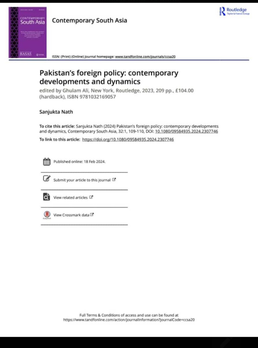 Publication Alert
Reviewed Ghulam Alis's Pakistan's Foreign Policy, in Contemporary South Asia
#bookreview #foreignpolicy #internationalpolitics