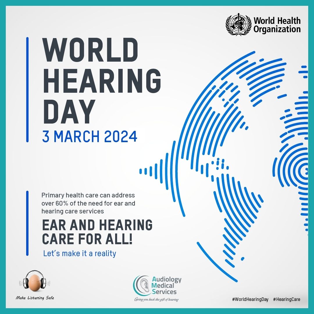 Aud_Med_Service's tweet photo. 𝗪𝗢𝗥𝗟𝗗 𝗛𝗘𝗔𝗥𝗜𝗡𝗚 𝗗𝗔𝗬
Happy World Hearing Day - a day to raise awareness around hearing loss and promote your hearing care.
#safelistening #worldhearingday #hearingcare #worldhearingday #hearing #audiology #TeamAMS #hearingloss #hearingcare https://t.co/Lmd7zlZfH9