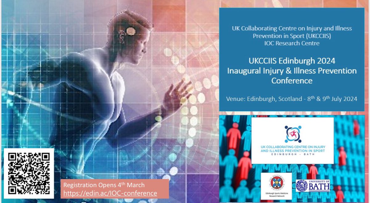 We are delighted to launch or inaugural UK Collaborating Centre on Injury and Illness Prevention in Sport (UKCCIIS) conference which will take place on the 8th & 9th July 2024 in Edinburgh, Scotland edin.ac/IOC-conference