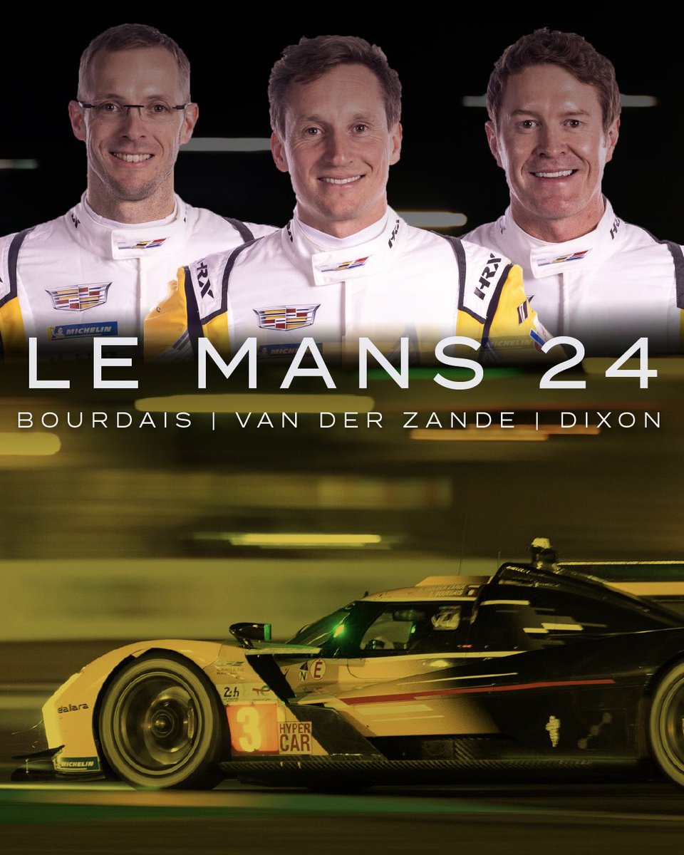 Le Mans bound 👊 The No. 2 @CadillacVSeries will be piloted by Alex Lynn, @earlbamber, and @AlexPalou and will be joined in Le Mans by the No. 3, with @BourdaisOnTrack, @Rengervdz, and @scottdixon9 taking turns behind the wheel.