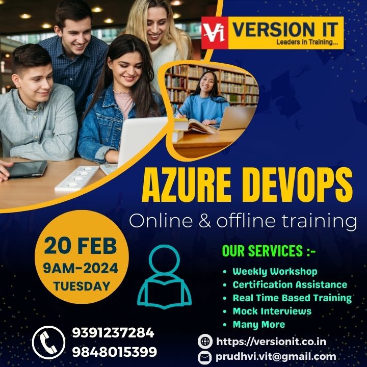 VersionitCloud's tweet image. Azure DevOps Training with Placements Assistant
🗒Date: 20 FEB 2024
⏰Timing: 07:00 AM
✅New Batch Online Demo
⌛️DURATION: 2 MONTHS
For More Details
Fill out this form- forms.gle/U1uUyQERx8jwVJ…
#AzureDevops #AzureDevopsTraining 
9391237284/9848015399