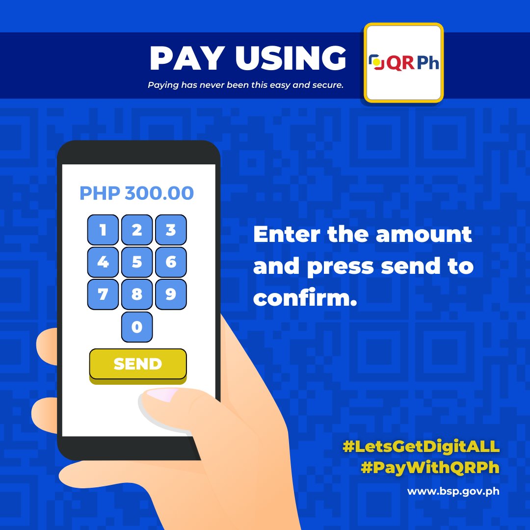 BangkoSentral's tweet image. #LetsGetDigitALL at gamitin ang QR Ph sa pagbabayad.

Interoperable ang QR Ph. Kaya maaaring magbayad o magpadala ng pera kahit pa magkaiba ang bangko o e-money issuer ng sender at receiver.

Mag QR Ph para sa LIGTAS, MABILIS, at MAAASAHANG payment transaction!