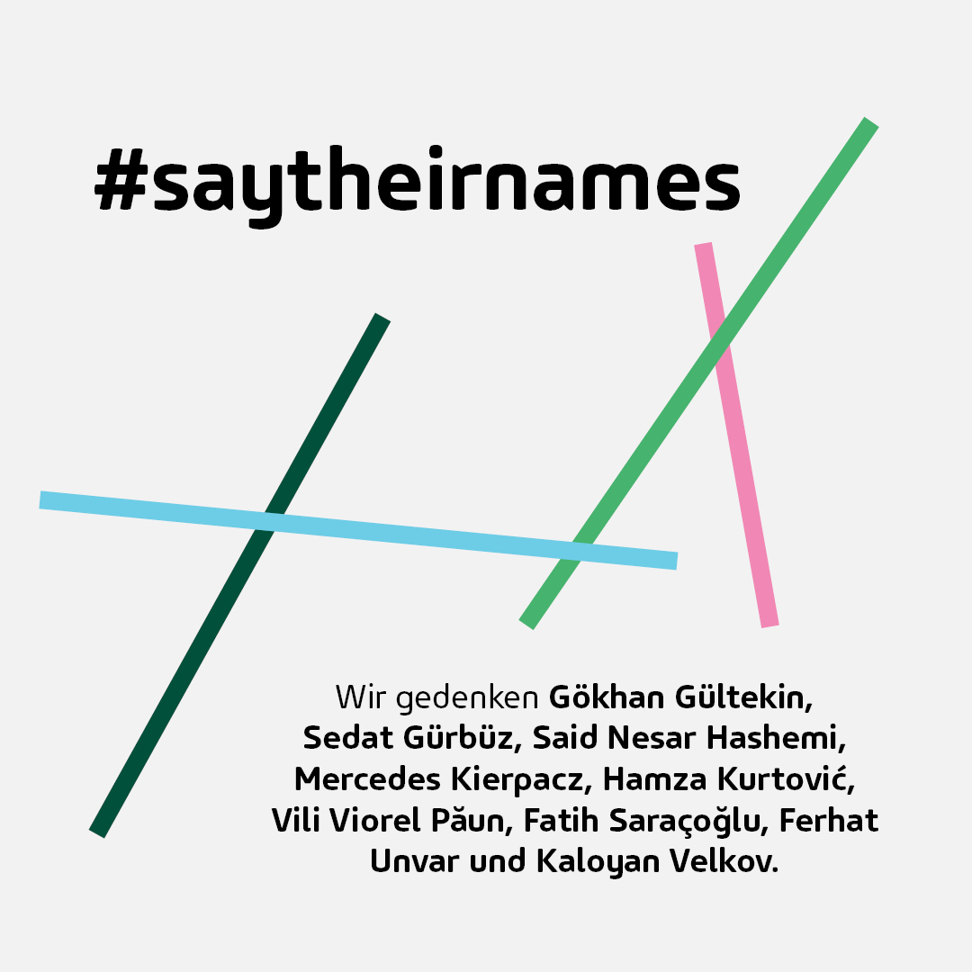 Wir gedenken heute Gökhan Gültekin, Sedat Gürbüz, Said Nesar Hashemi, Mercedes Kierpacz, Hamza Kurtović, Vili Viorel Păun, Fatih Saraçoğlu, Ferhat Unvar und Kaloyan Velkov, die am 19. Februar 2020 durch einen rassistischen Anschlag in #Hanau ermordet wurden. #rassismustötet