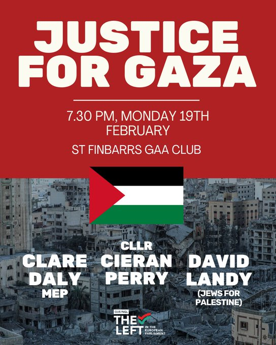 ClareDalyIRL's tweet photo. As South Africa's @CIJ_ICJ case against Israel's occupation of Palestine commences, looking forward to this important meeting in Cabra tonight. If you're in Dublin, why not drop by? https://t.co/lVzwbc6pQ0