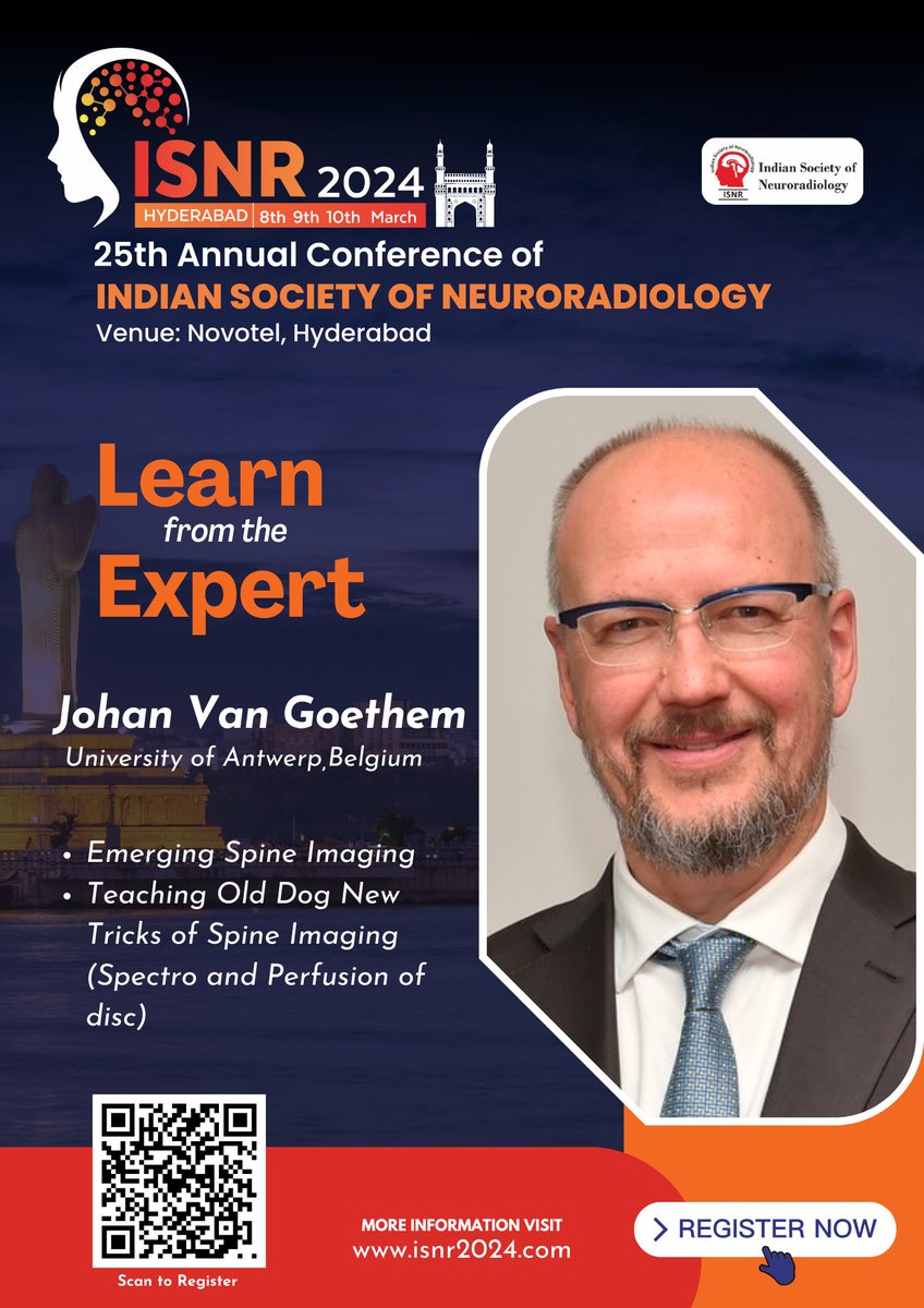 nihaal08's tweet image. Come learn from The Expert in Spine Imaging.
Excited to have Prof Johan Van Gothem teaching us advanced in Spine Imaging at the #ISNR2024, March 8 to 10th, in Hyderabad.
#spineimaging #neurorad #radres #happeninghyderabad