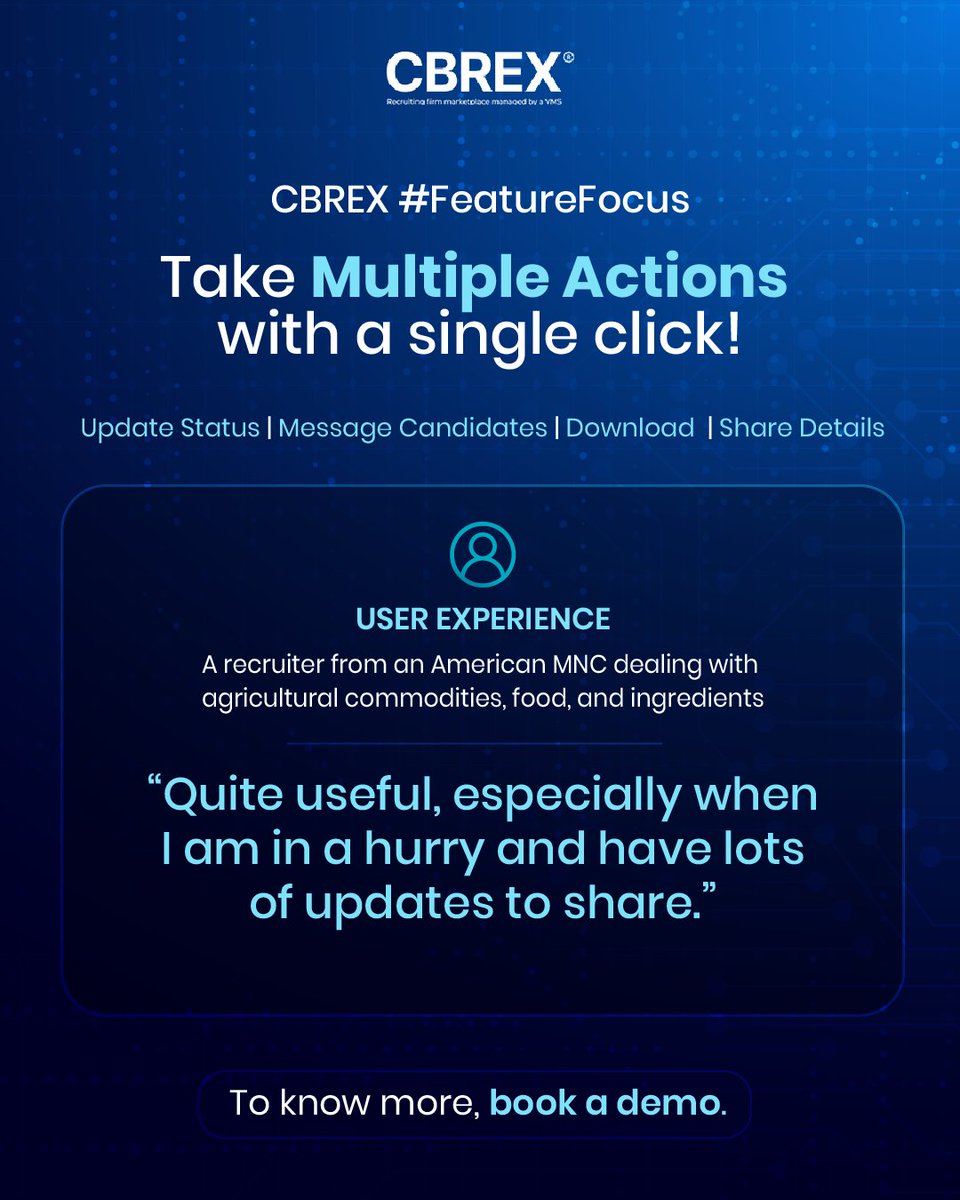 cbrexin's tweet image. The CBREX - Multiple Action feature is here to simplify your hiring needs. With just a single click, you can accomplish a lot, and our users love it! 

To boost your efficiency and know more about this feature, visit bit.ly/3SIsLS7 and book a demo today!

#CBREX