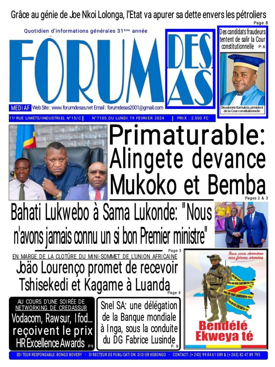 YvesBuya1's tweet photo. #RDC Dorénavant #Alingete doit être consideré comme politique plus comme chef d'un service à l'idée ou il veut la Primature avec l'appui de son ami Nyembo,qui veut être à l'#EPST en remplacement de #Mwaba;d'où la guerre contre Mwaba du duo, Nyembo-Alingete,d'après des sources https://t.co/NHMSgob4k3