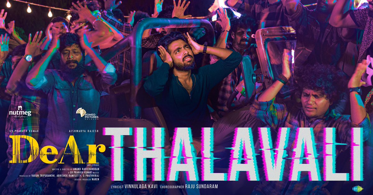 Excited to release the first single from darling @gvprakash's #DeAr! Get ready to groove for #Thalavali🕺💯😍 ▶️ youtu.be/GaCdRau5hQc @NutmegProd @tvaroon #AbhishekRamisetty #PruthvirajGK @mynameisraahul #RomeoPictures @saregamasouth @gvprakash @aishu_dil @Anand_Rchandran