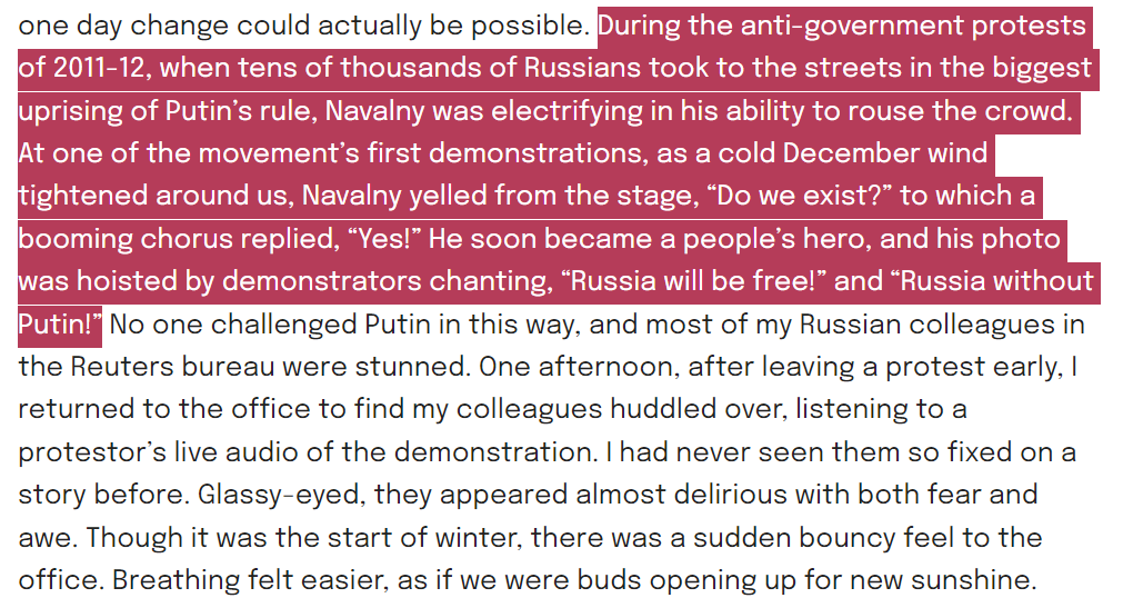 Brilliant @navalny obituary by my @newlinesmag colleague @Amie_FR, who covered his rise from Moscow, witnessing his 'electrifying' presence at mass protests in 2011-12: newlinesmag.com/spotlight/as-t…