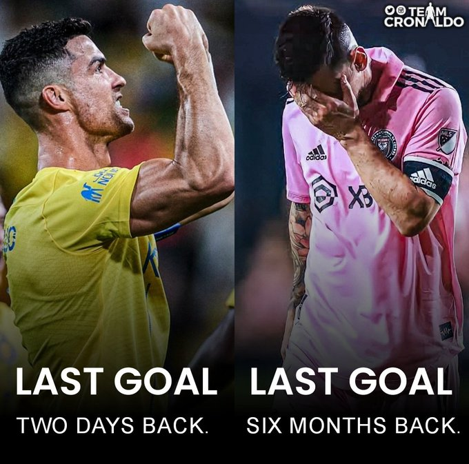 TeamCRonaldo's tweet photo. "Finished Ronaldo" vs "Ballon D'or Messi". https://t.co/Wo6sQJ4zK2