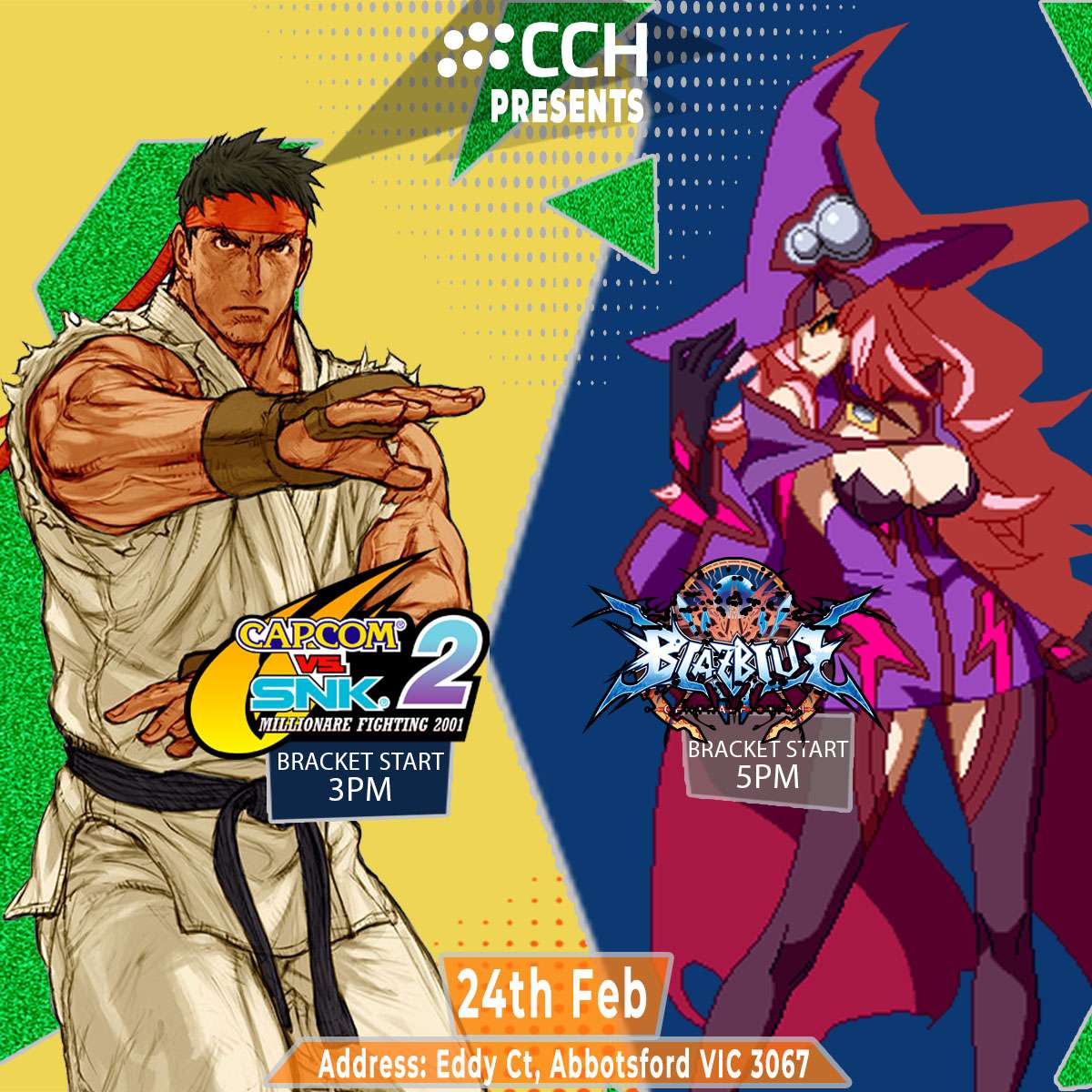 CCHmelbfgc's tweet photo. We are back at the Djerring Centre this Sat Feb 24th!
Entry is $5, however is waived if you bring monitor/setup. @PugilistTech pop up space from 2-4pm, use code 'DUCKYDELIVERED' at checkout to pickup your goods on the day!

On stream brackets are CVS2 and CF, more info in replies https://t.co/MApmy59MnB