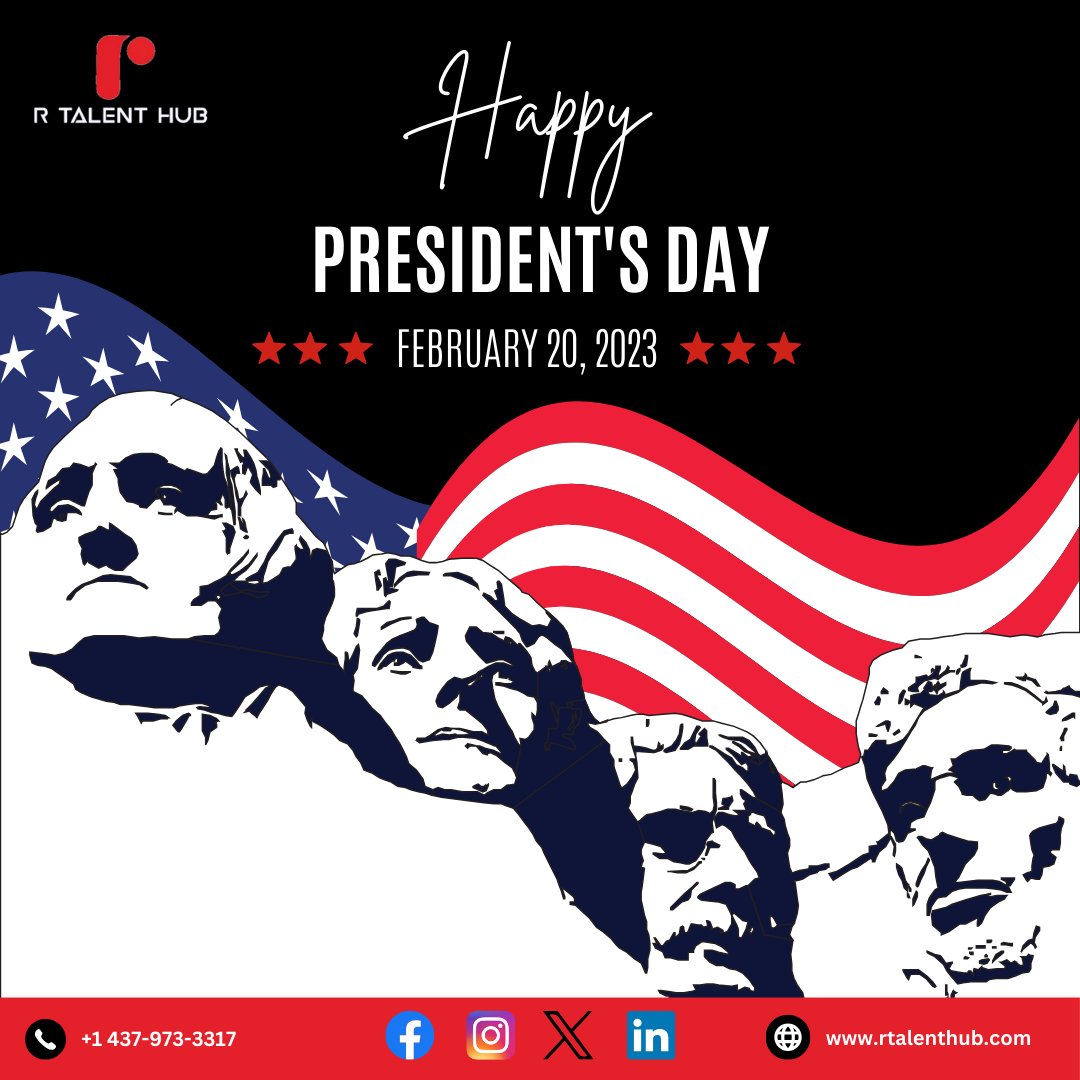 rTalentHub's tweet photo. Celebrating the leaders who shaped our nation. Happy Presidents Day! 

#PresidentsDay #HonorOurPresidents #PresidentialLegacy #LeadershipMatters #PatrioticLeaders #PresidentsDay2024 #UnitedLeadership #CelebrateCommanders #ExecutiveExcellence #PresidentialSpirit #rtalenthub https://t.co/A5CxGp4PMR